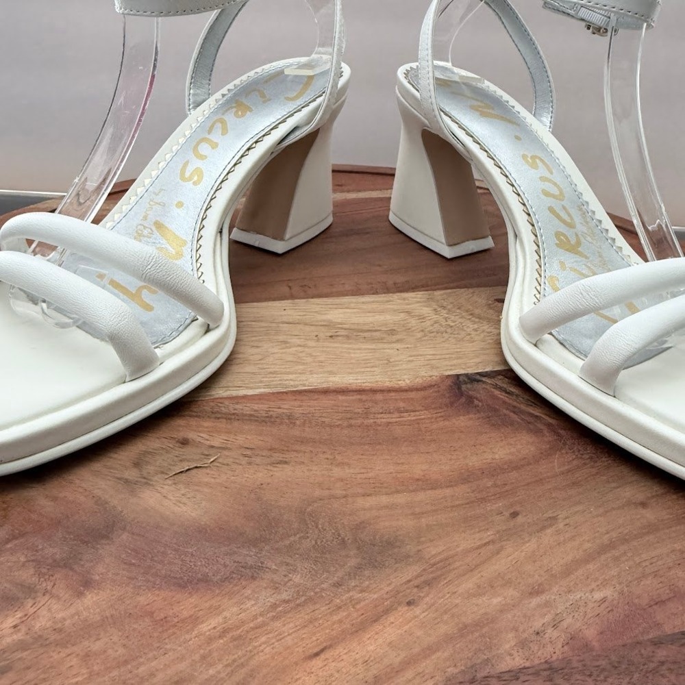 Circus NY by Sam Edelman Wmns 7.5M Holly White Block Heel Ankle Strap Sandals - Picture 5 of 9